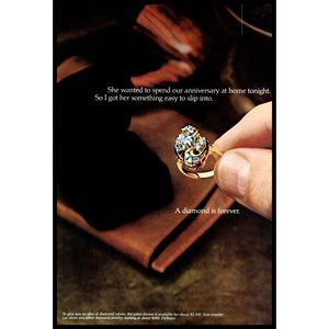 1978  DeBeers A Diamond Is Forever Vintage Print Ad Diamond Ring